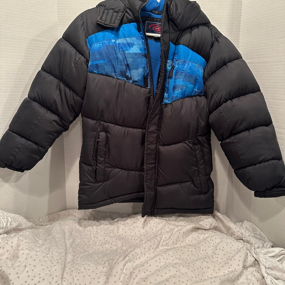 Children's Black and Blue CB Sports Puffer Jacket